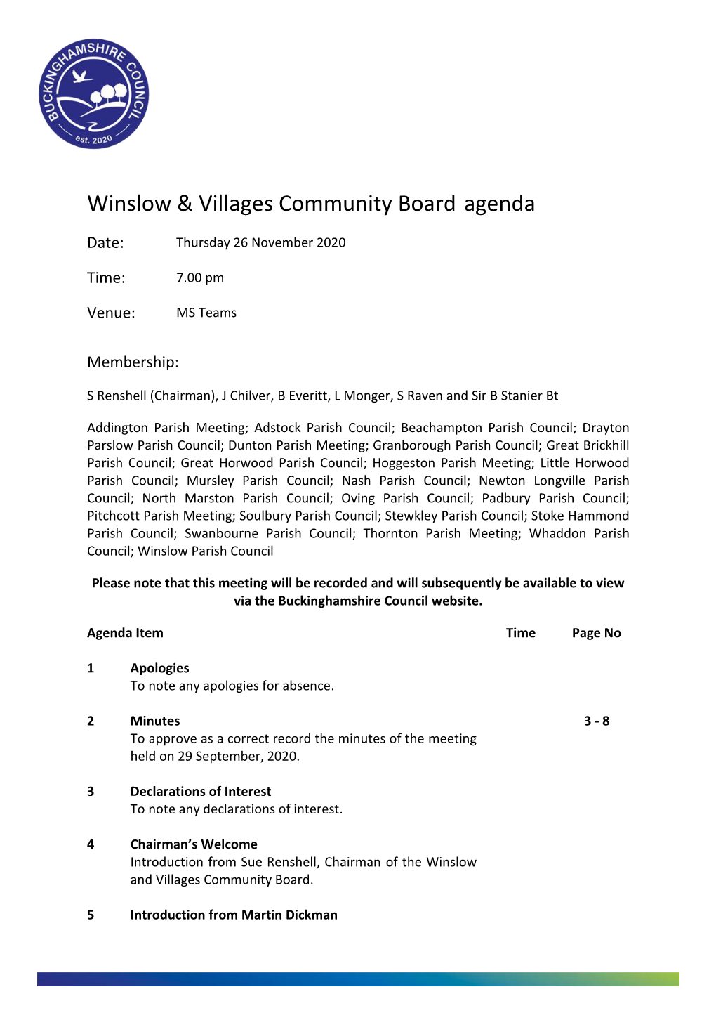 (Public Pack)Agenda Document for Winslow & Villages Community