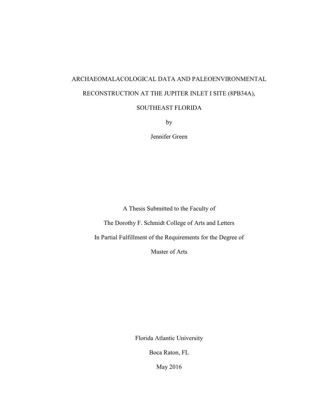 Archaeomalacological Data and Paleoenvironmental