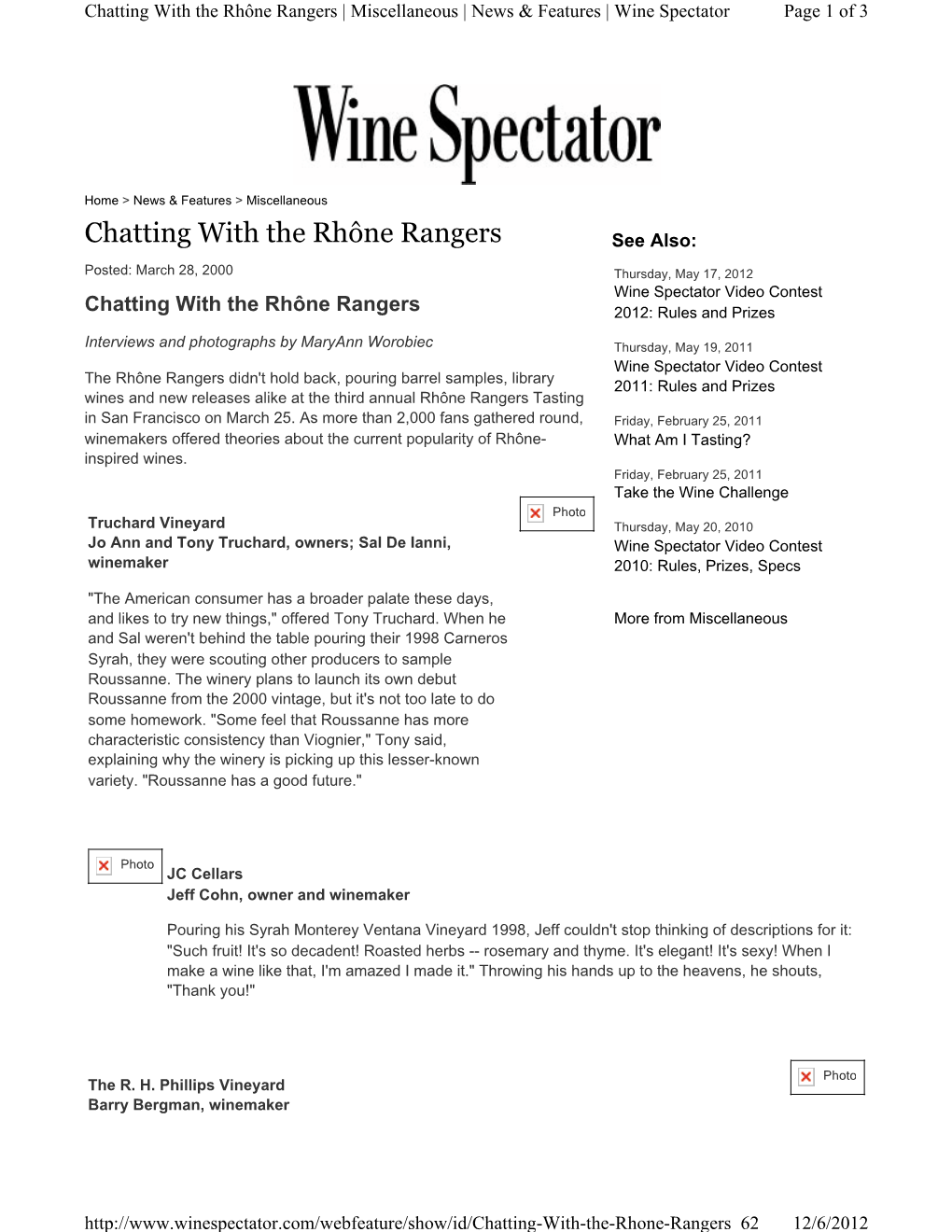 Chatting with the Rhône Rangers | Miscellaneous | News & Features | Wine Spectator Page 1 of 3