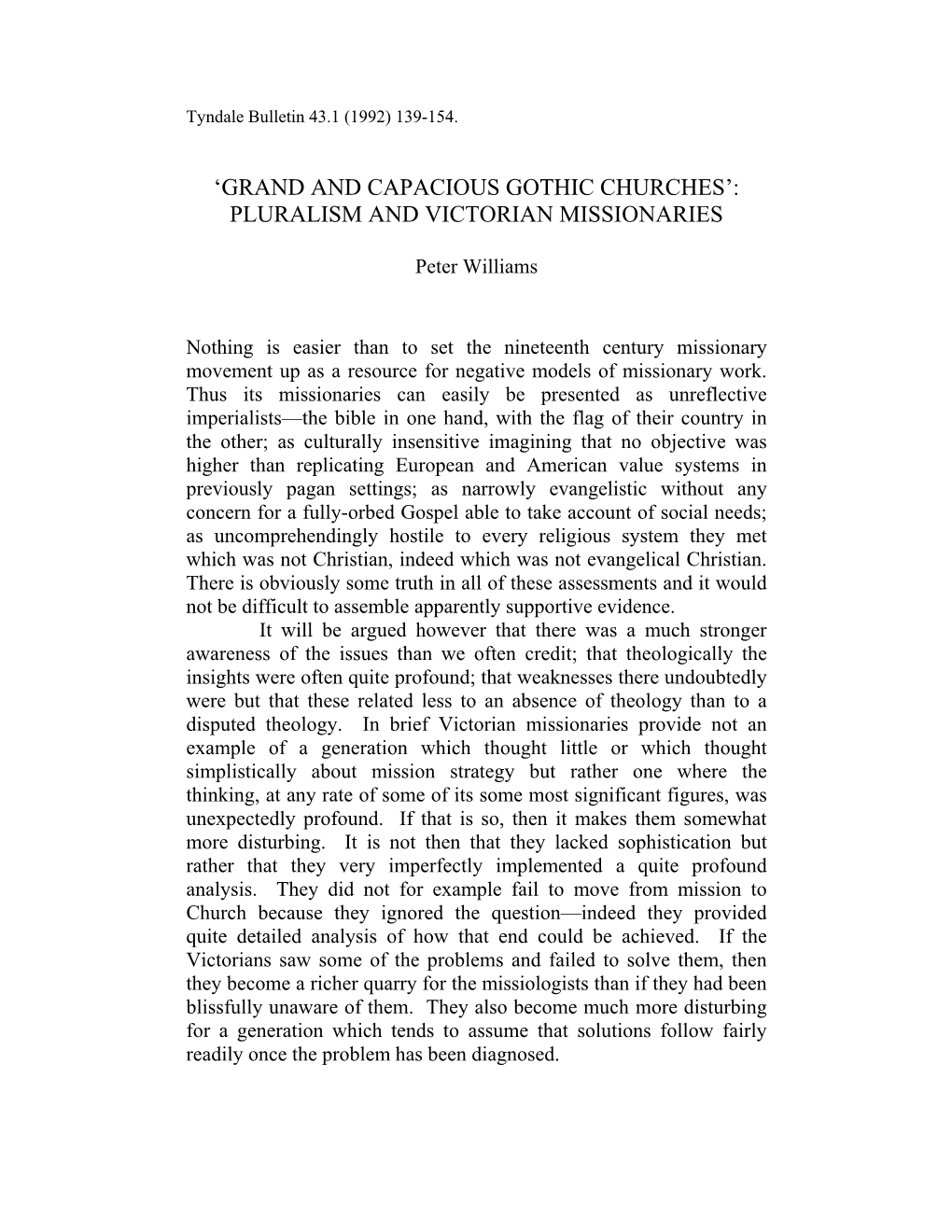 'Grand and Capacious Gothic Churches': Pluralism and Victorian