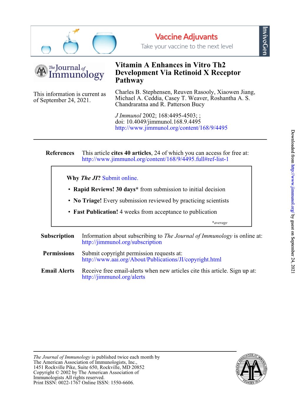 Pathway Development Via Retinoid X Receptor Vitamin a Enhances In