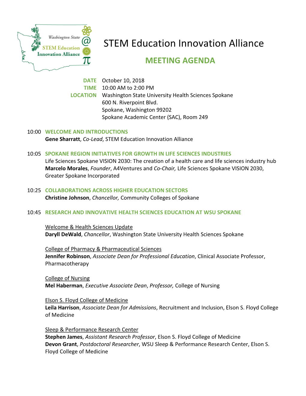 STEM Education Innovation Alliance MEETING AGENDA