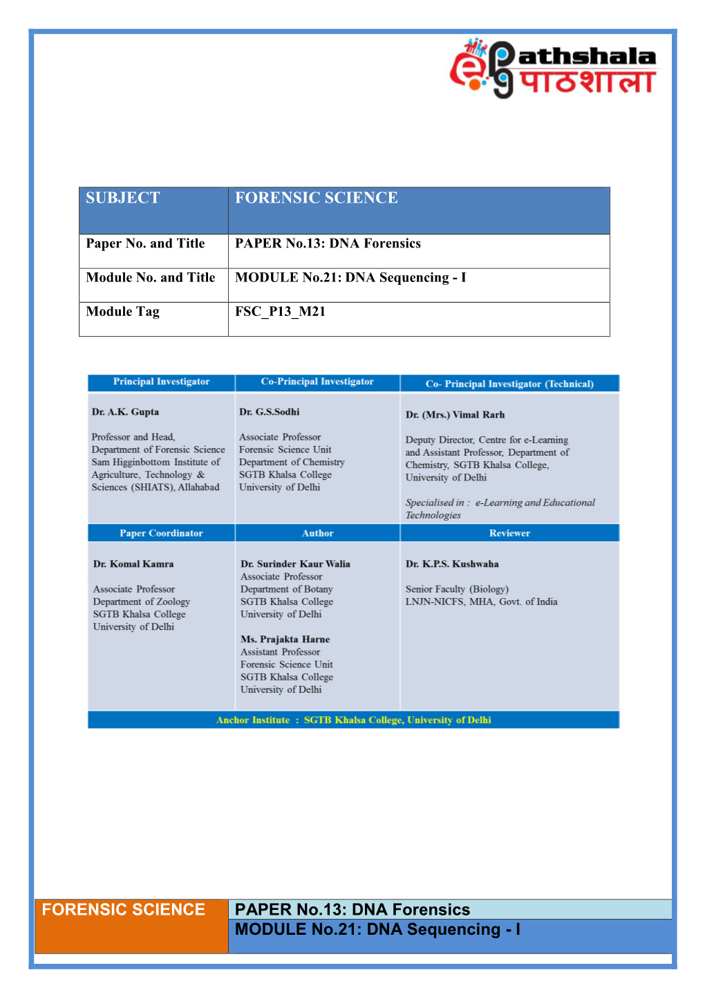 DNA Sequencing - I