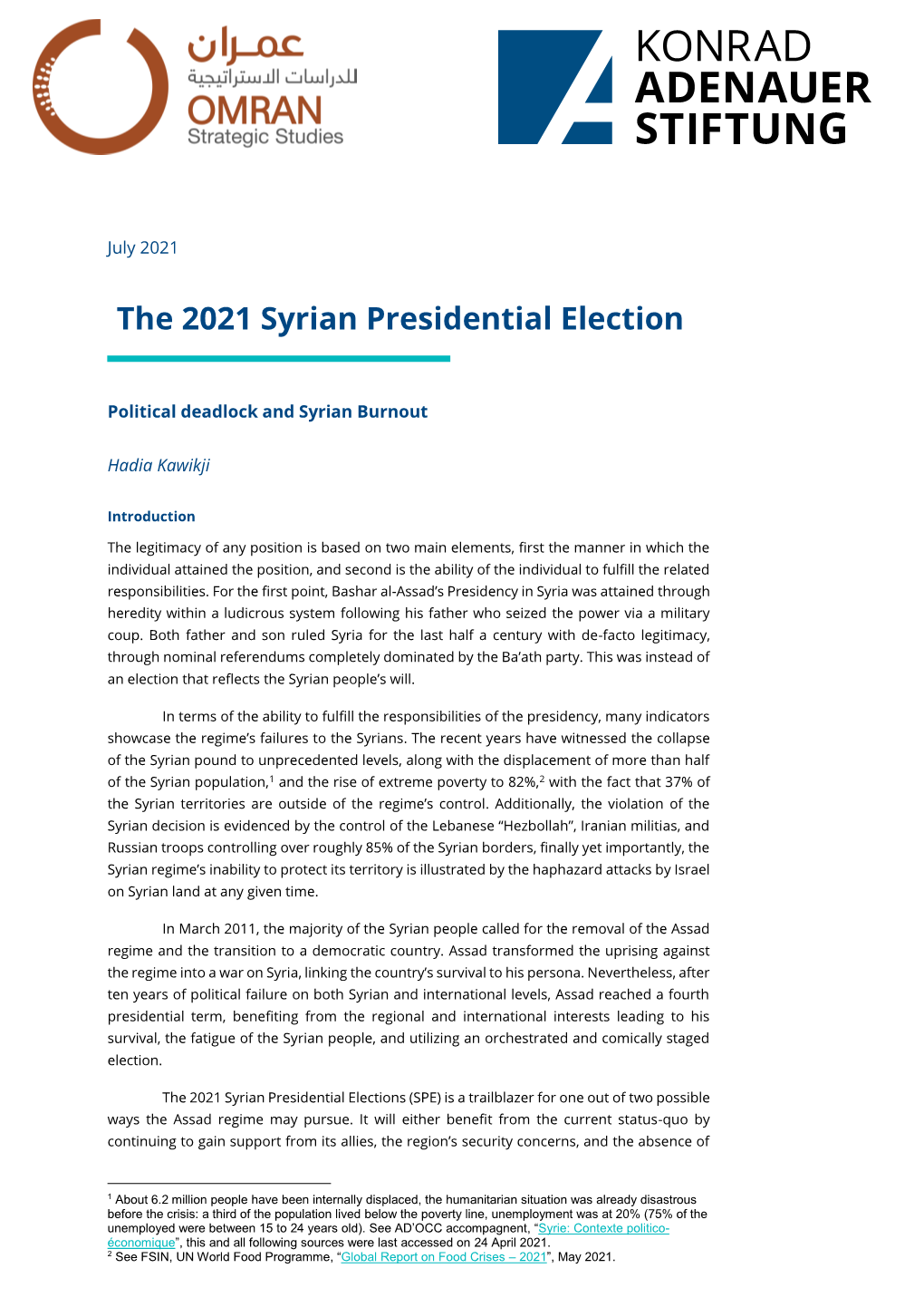 The 2021 Syrian Presidential Election