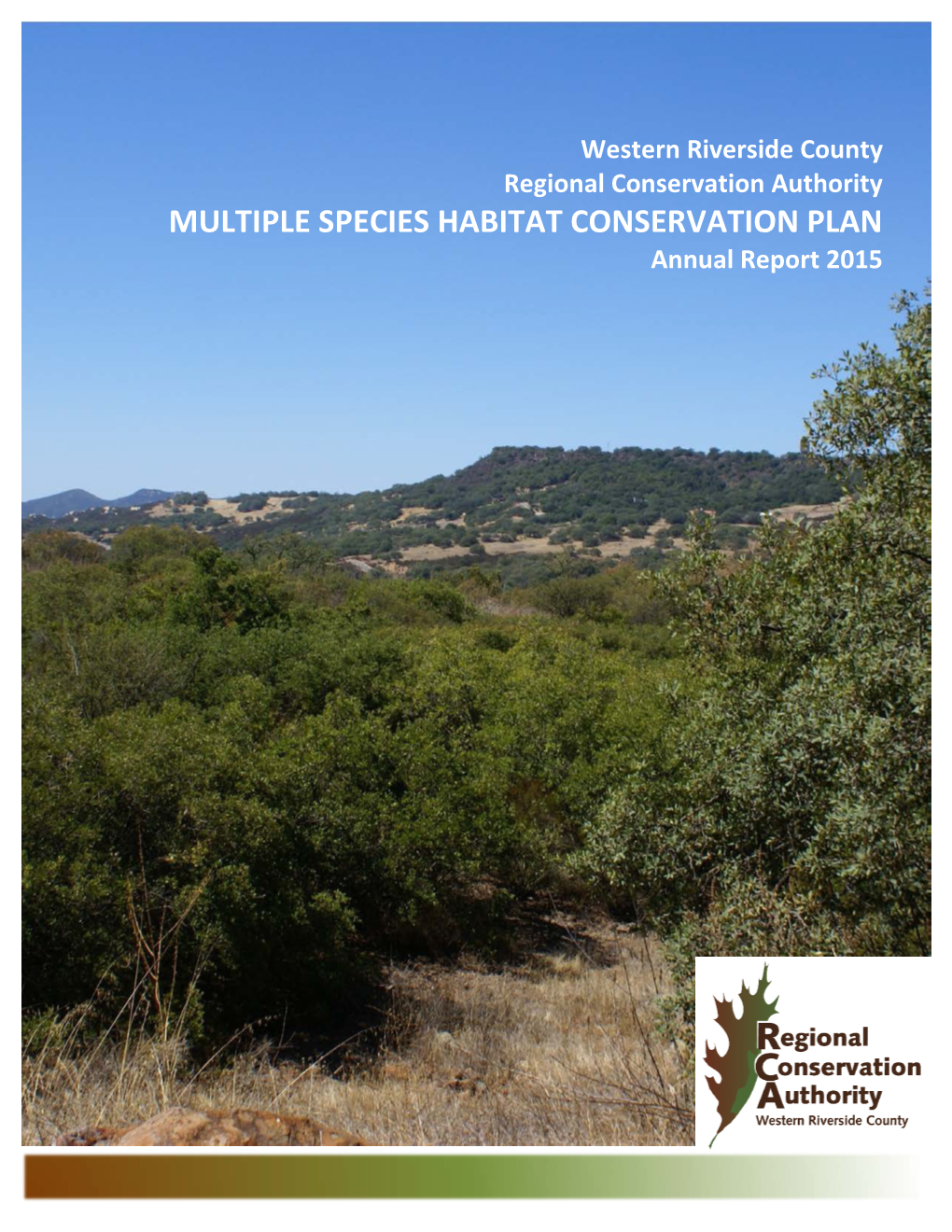 MULTIPLE SPECIES HABITAT CONSERVATION PLAN Annual Report 2015