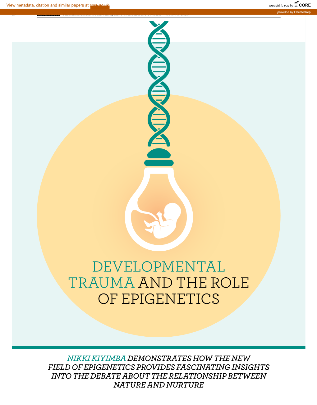 Developmental Trauma and the Role of Epigenetics