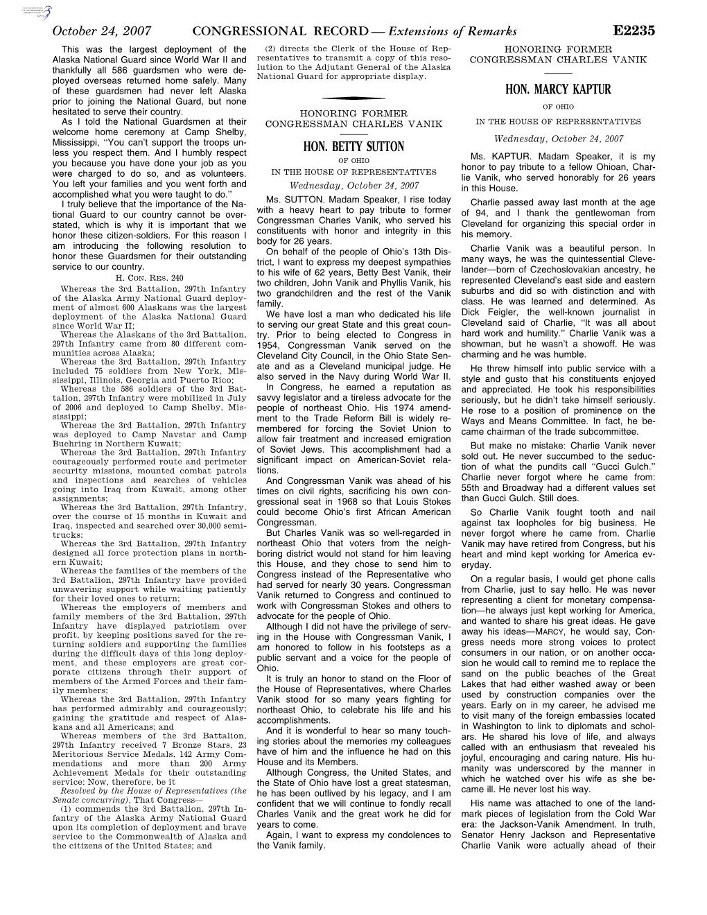 CONGRESSIONAL RECORD— Extensions of Remarks E2235 HON