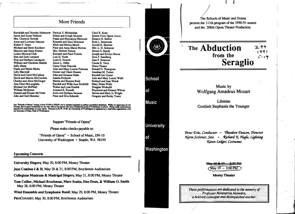 Abduction Ladies Musical Oub Kenneth and Pearl Norecn Joseph and Evelyn Sterne Let