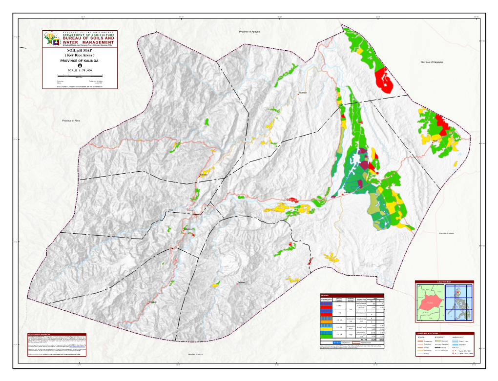 SOIL Ph MAP ( Key Rice Areas ) PROVINCE of KALINGA ° Province of Cagayan SCALE 1 : 75 , 000