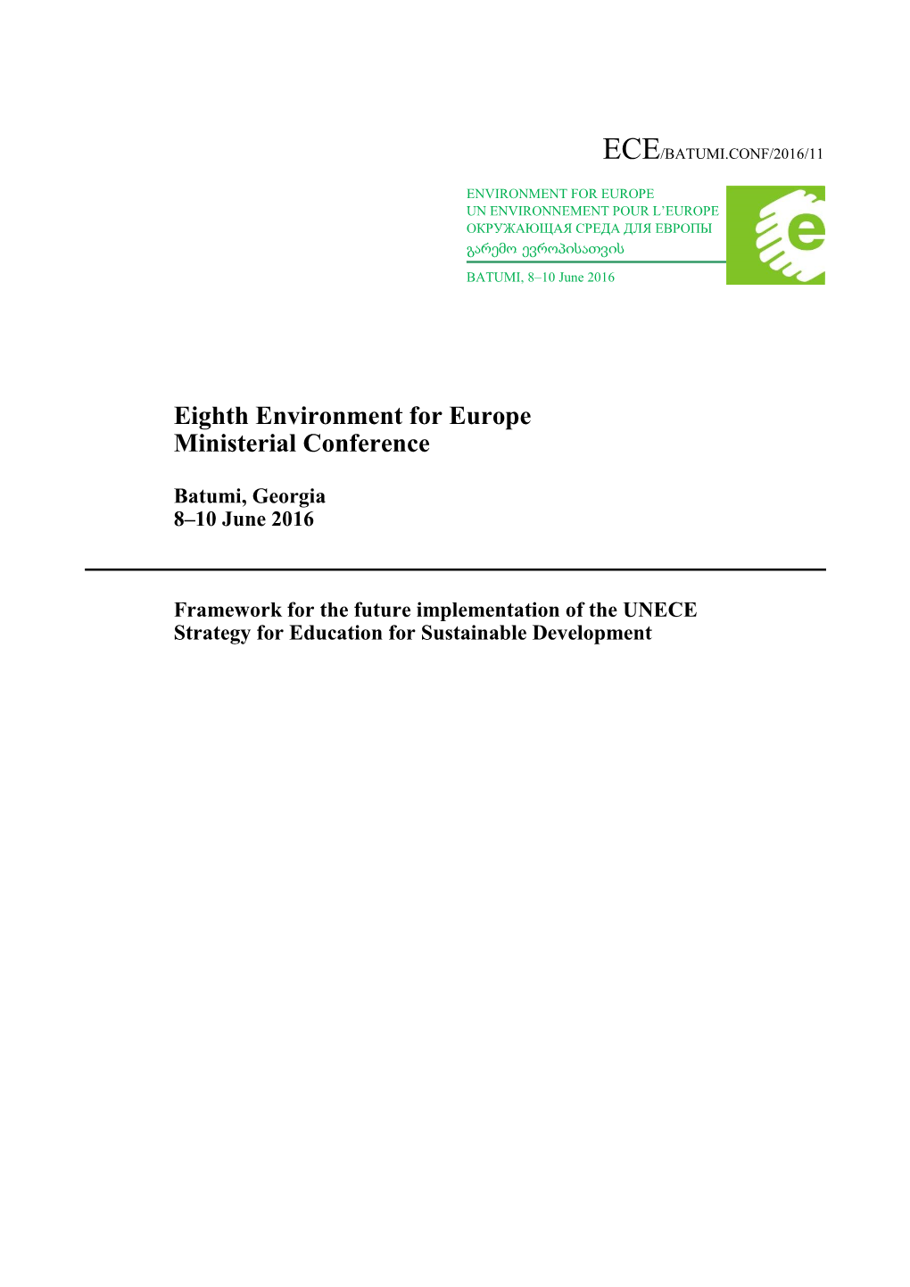 Framework for the Future Implementation of the UNECE Strategy for Education for Sustainable Development