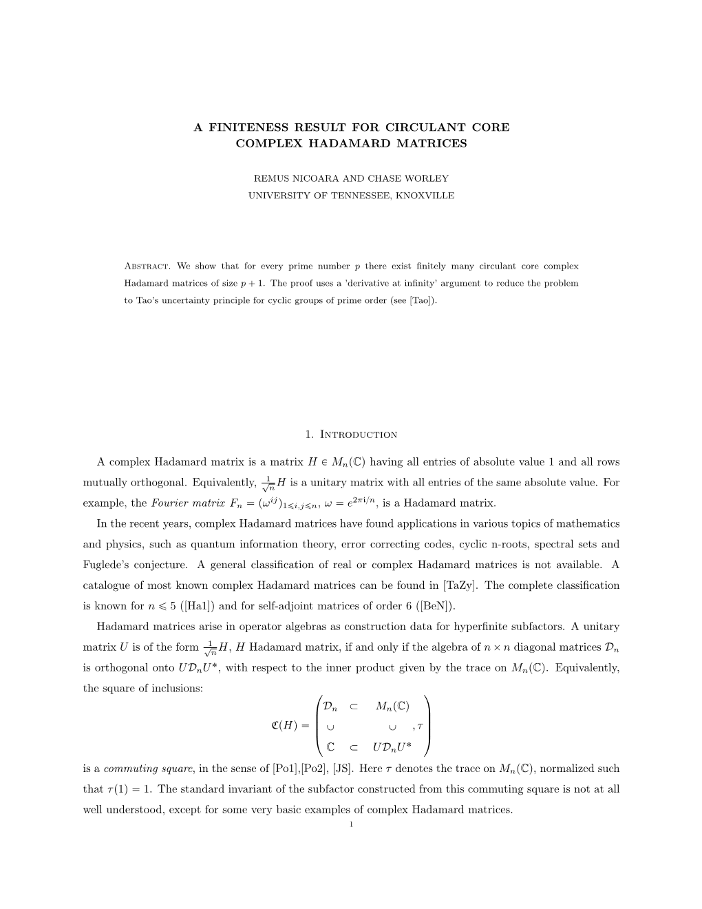A Finiteness Result for Circulant Core Complex Hadamard Matrices