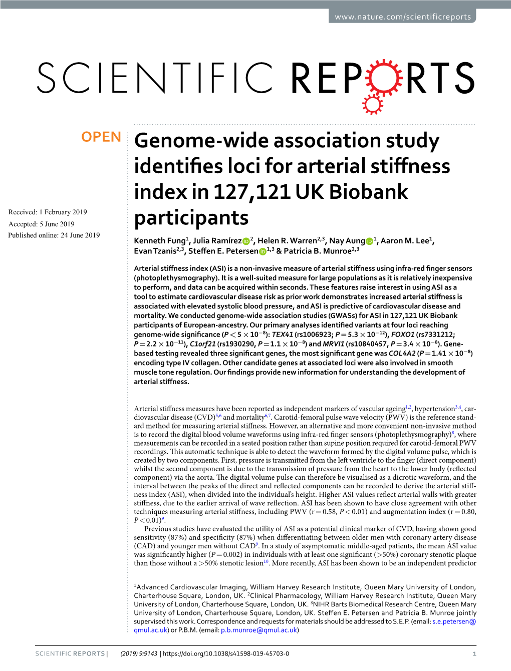 Genome-Wide Association Study Identifies Loci for Arterial Stiffness