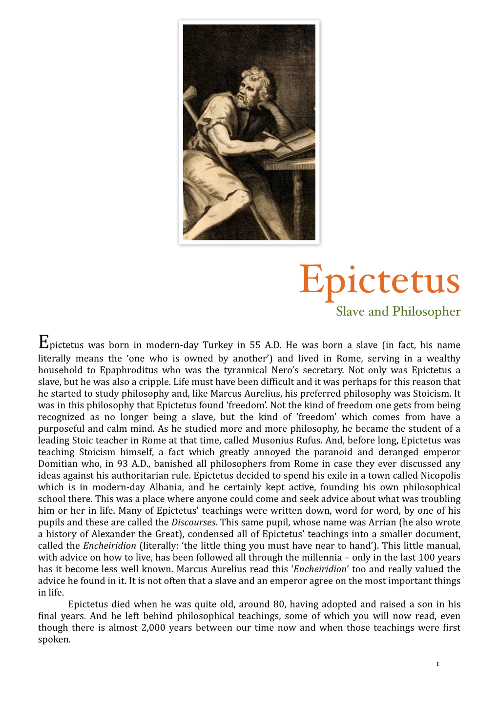 Epictetus Slave and Philosopher