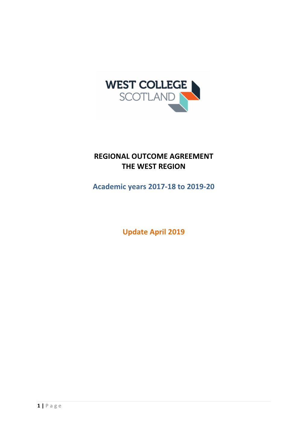 West Scotland Outcome Agreement 2019-20