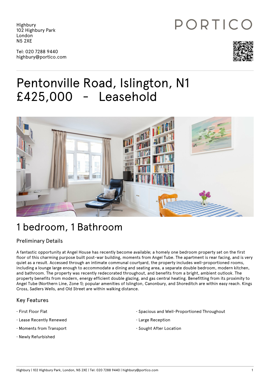 Pentonville Road, Islington, N1 £425000