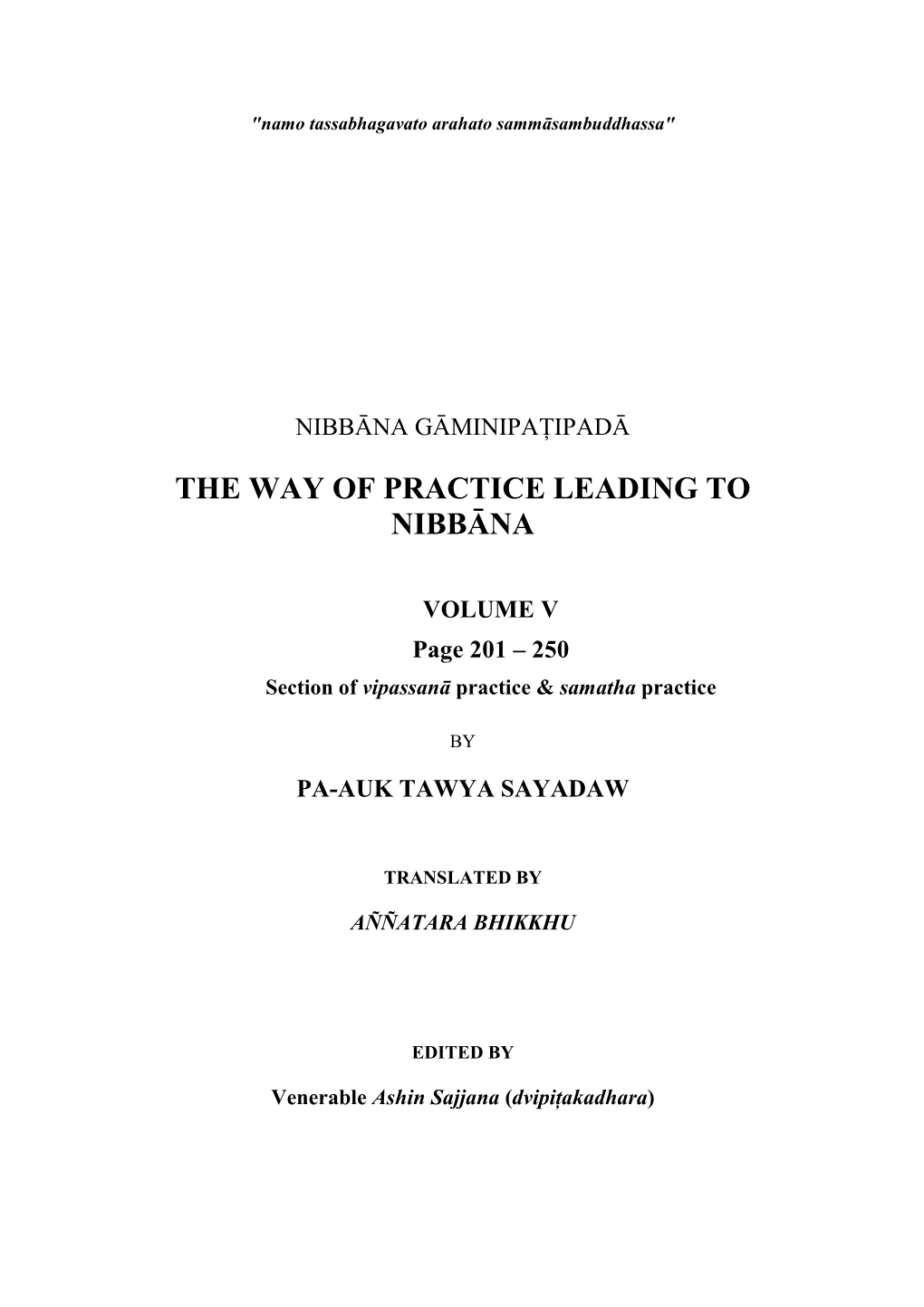 The Way of Practice Leading to Nibbāna