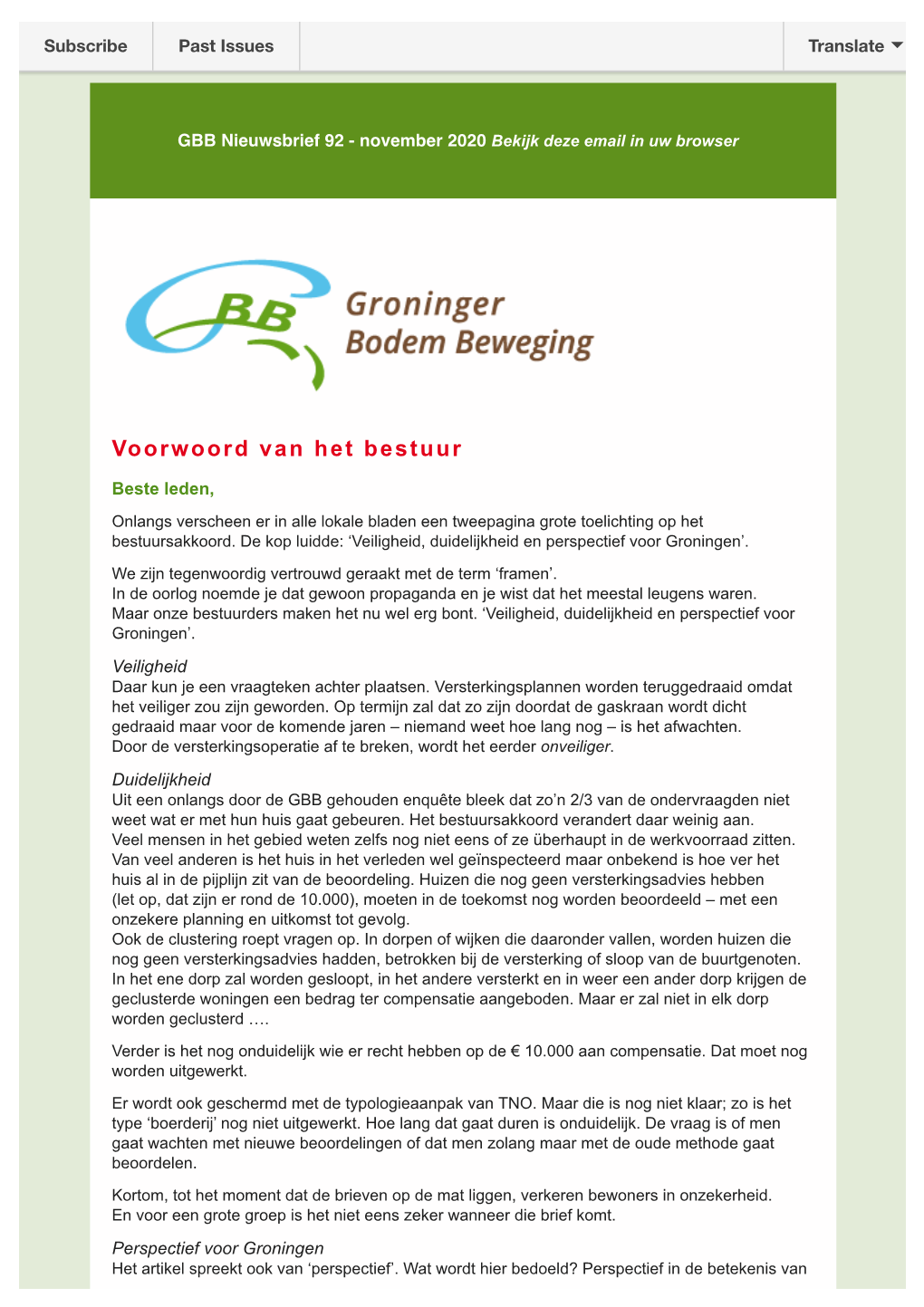 GBB Nieuwsbrief 92 - November 2020 Bekijk Deze Email in Uw Browser