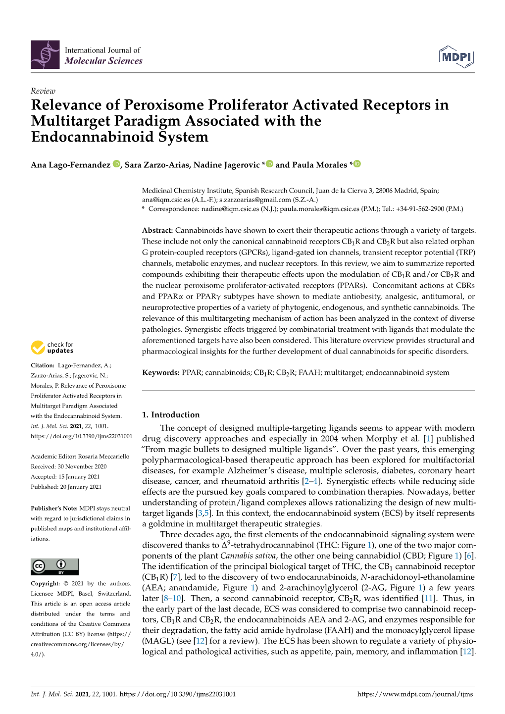 Relevance of Peroxisome Proliferator Activated Receptors in Multitarget Paradigm Associated with the Endocannabinoid System