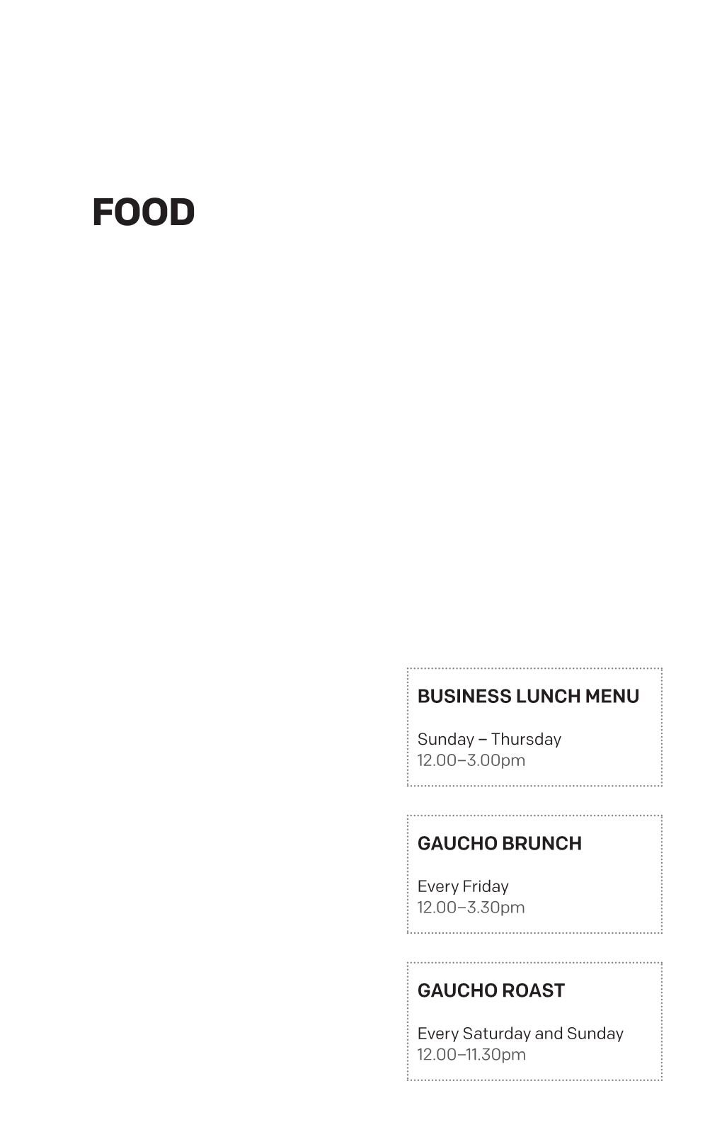 Gaucho Brunch Gaucho Roast Business Lunch Menu