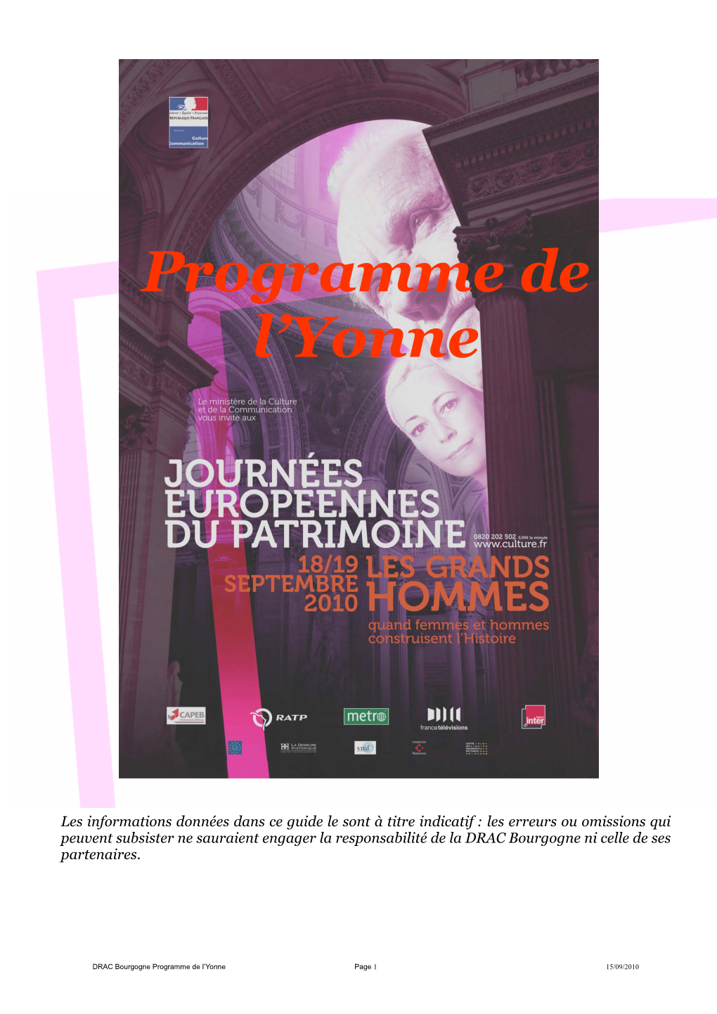 Programme De L'yonne