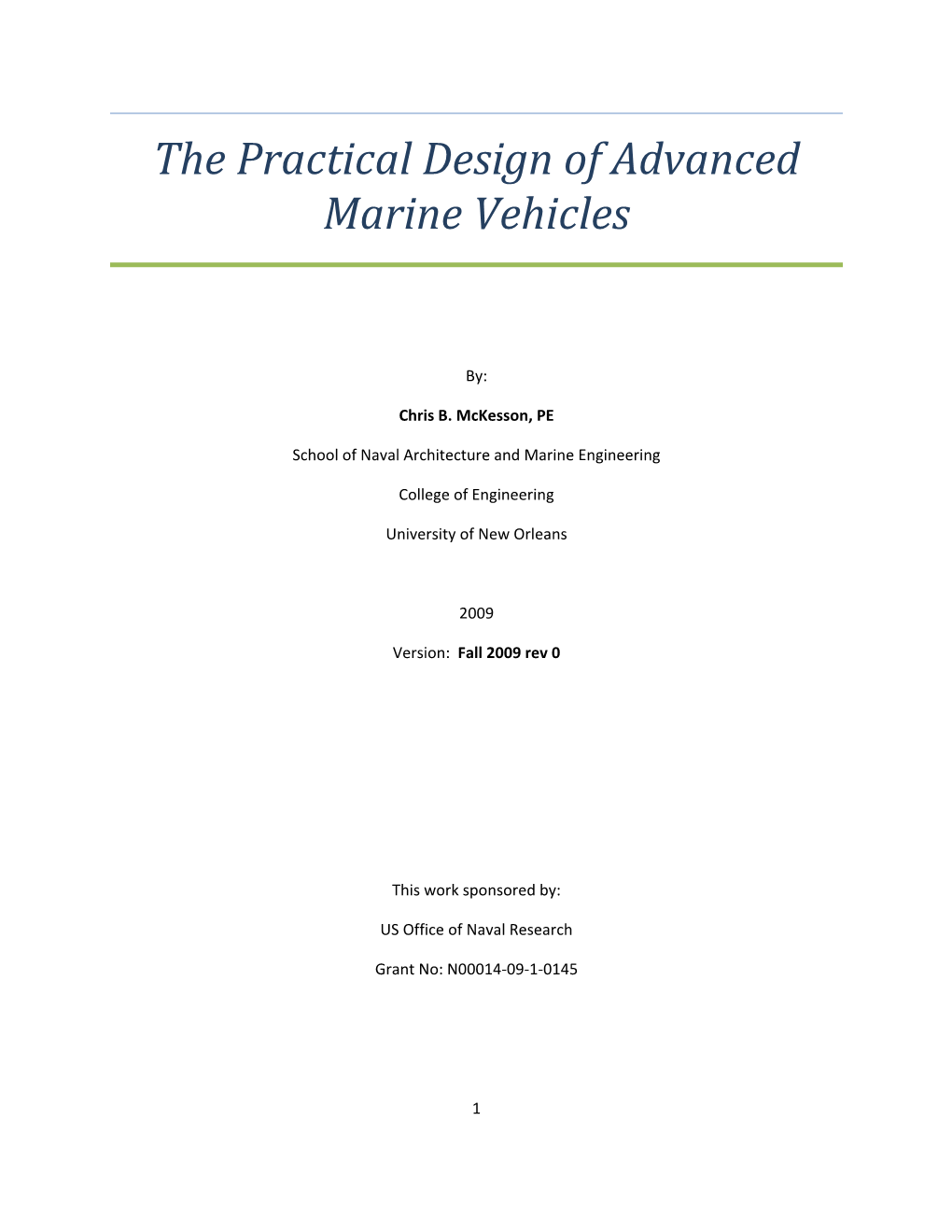 The Practical Design of Advanced Marine Vehicles