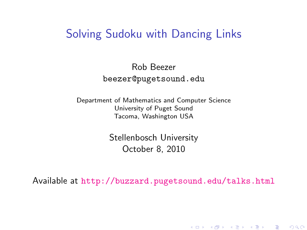 Solving Sudoku with Dancing Links