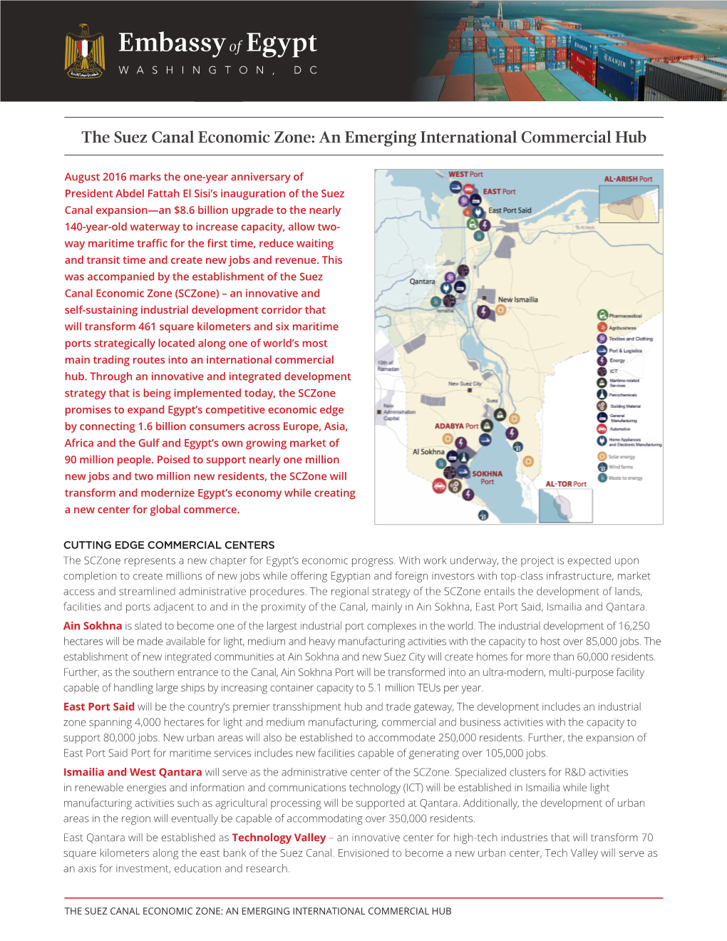 The Suez Canal Economic Zone: an Emerging International Commercial Hub