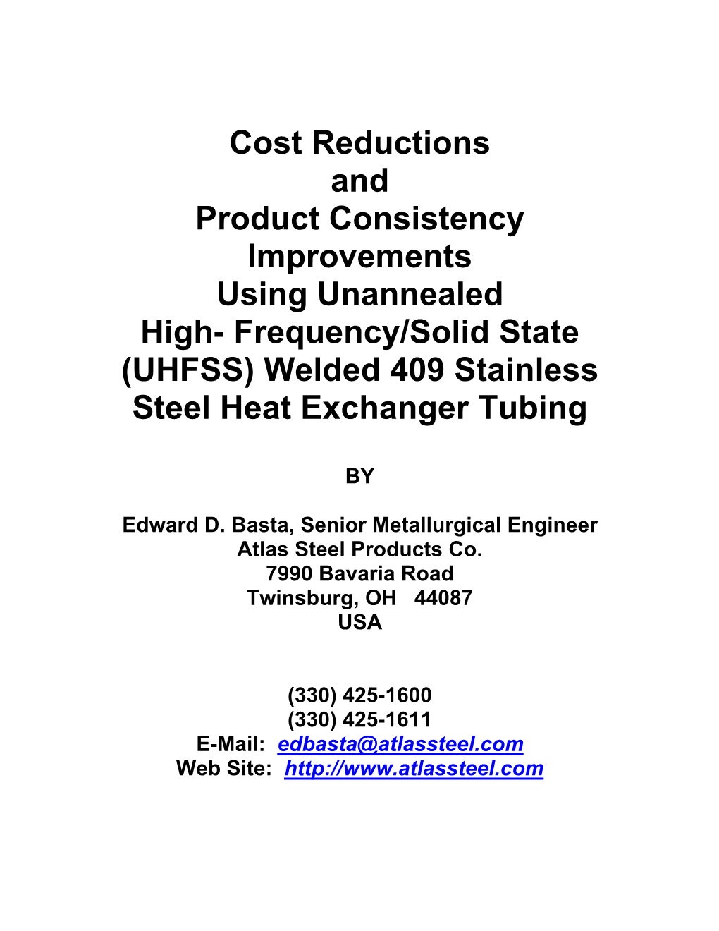 (UHFSS) Welded 409 Stainless Steel Heat Exchanger Tubing