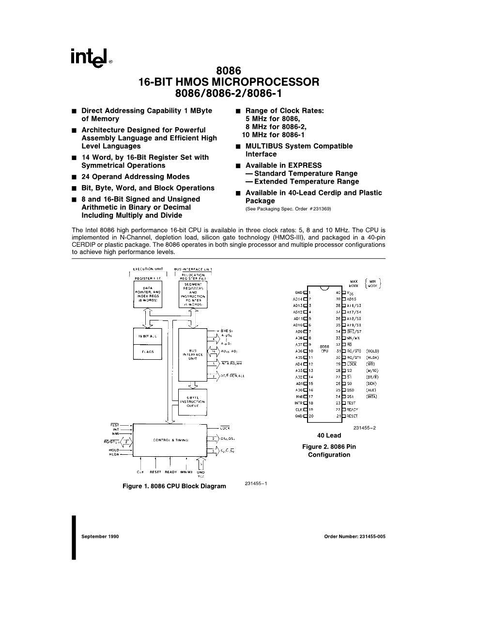 8086 16-Bit Hmos Microprocessor 8086/8086-2/8086-1