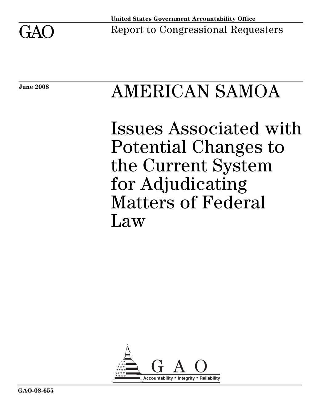 GAO-08-655 American Samoa