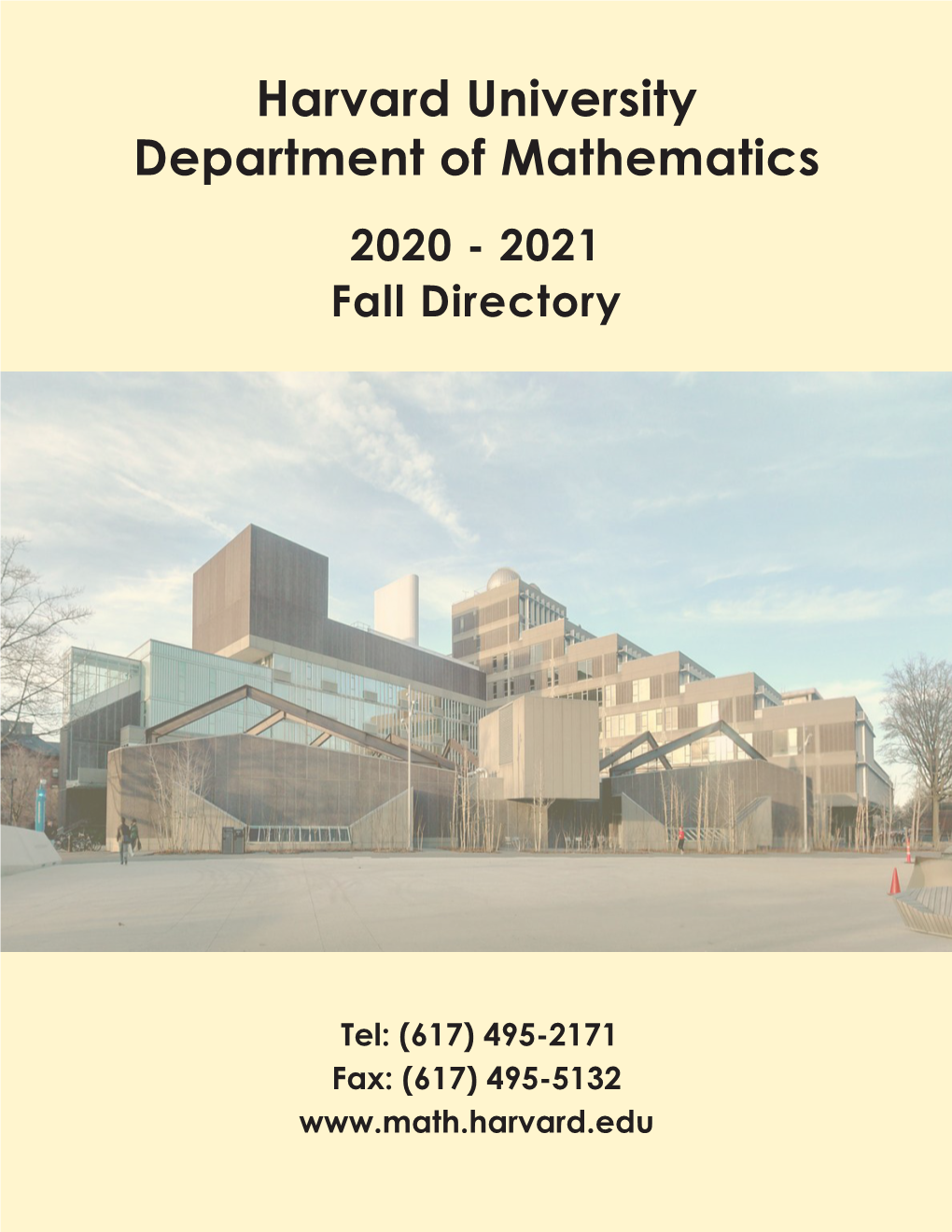 Harvard University Department of Mathematics 2020 - 2021 Fall Directory