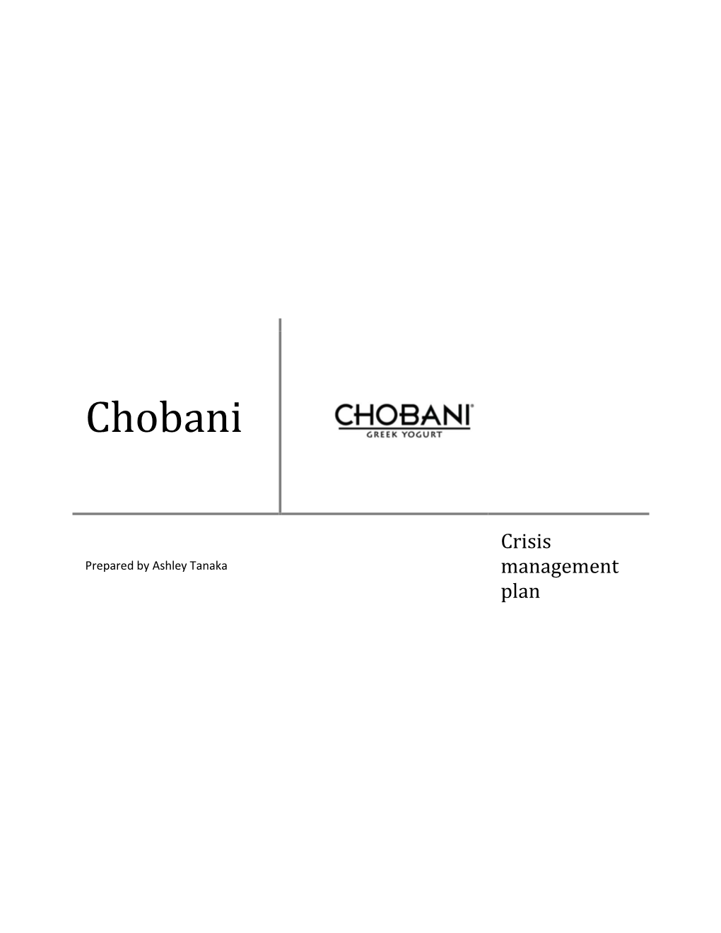 Chobani Crisis Management