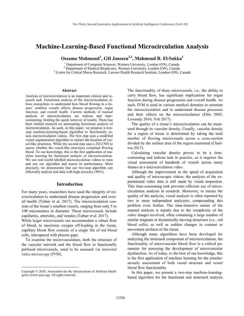 Machine-Learning-Based Functional Microcirculation Analysis