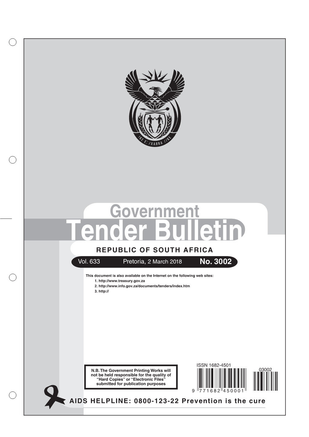 Tender Bulletin No 3002 of 02-March-2018, Volume