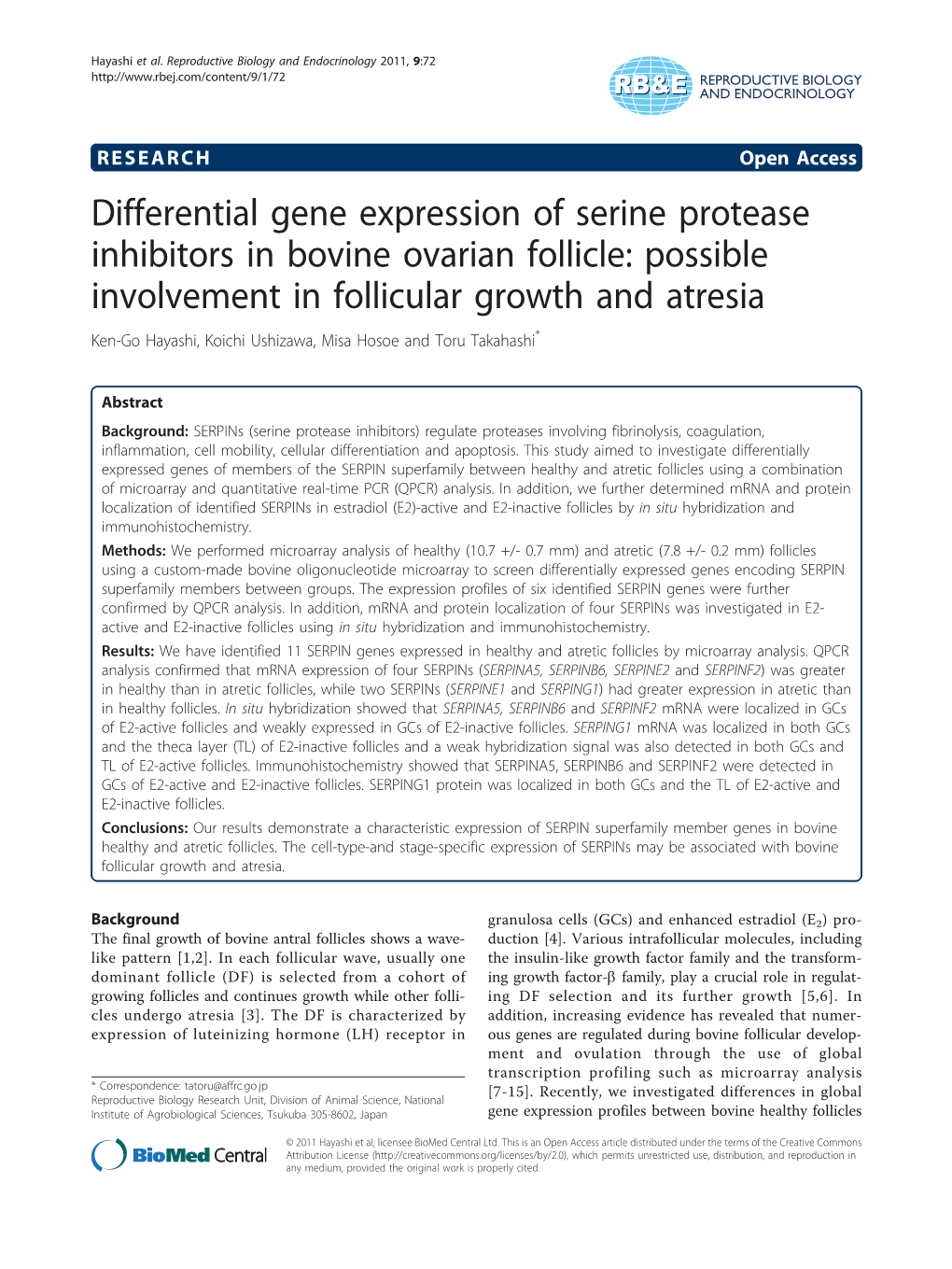 Differential Gene Expression of Serine Protease Inhibitors in Bovine