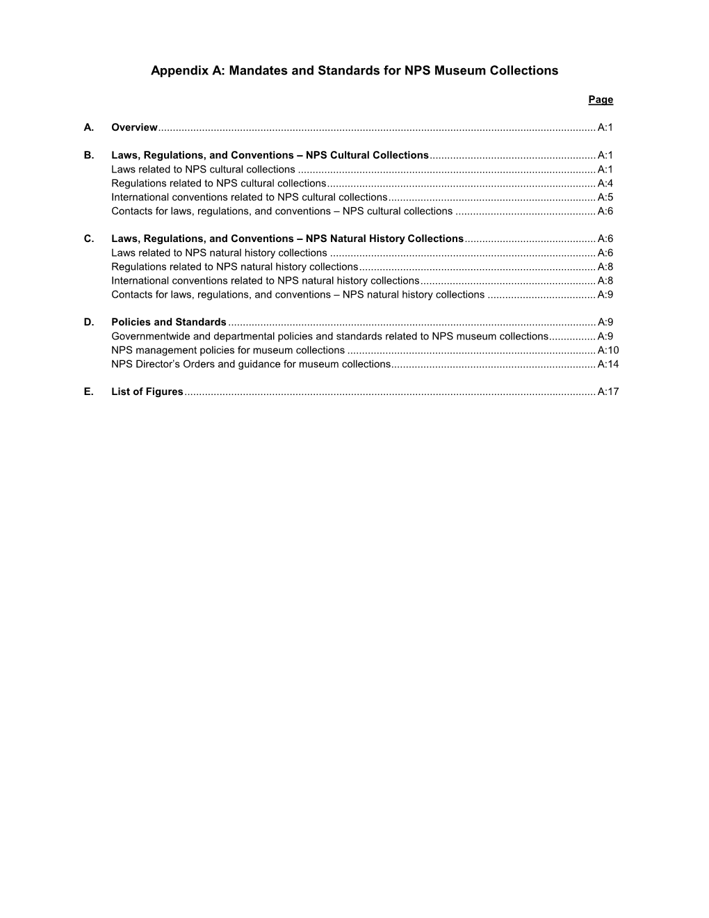 A: Mandates and Standards for NPS Museum Collections