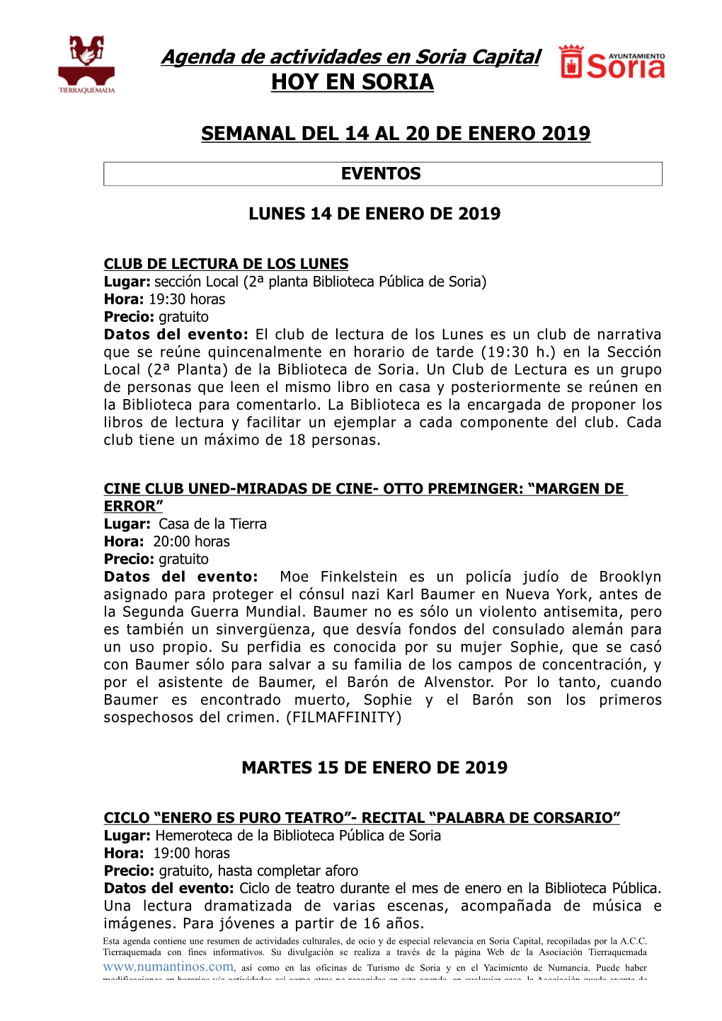 Hoy En Soria Semanal Del 14 Al 20 De Enero