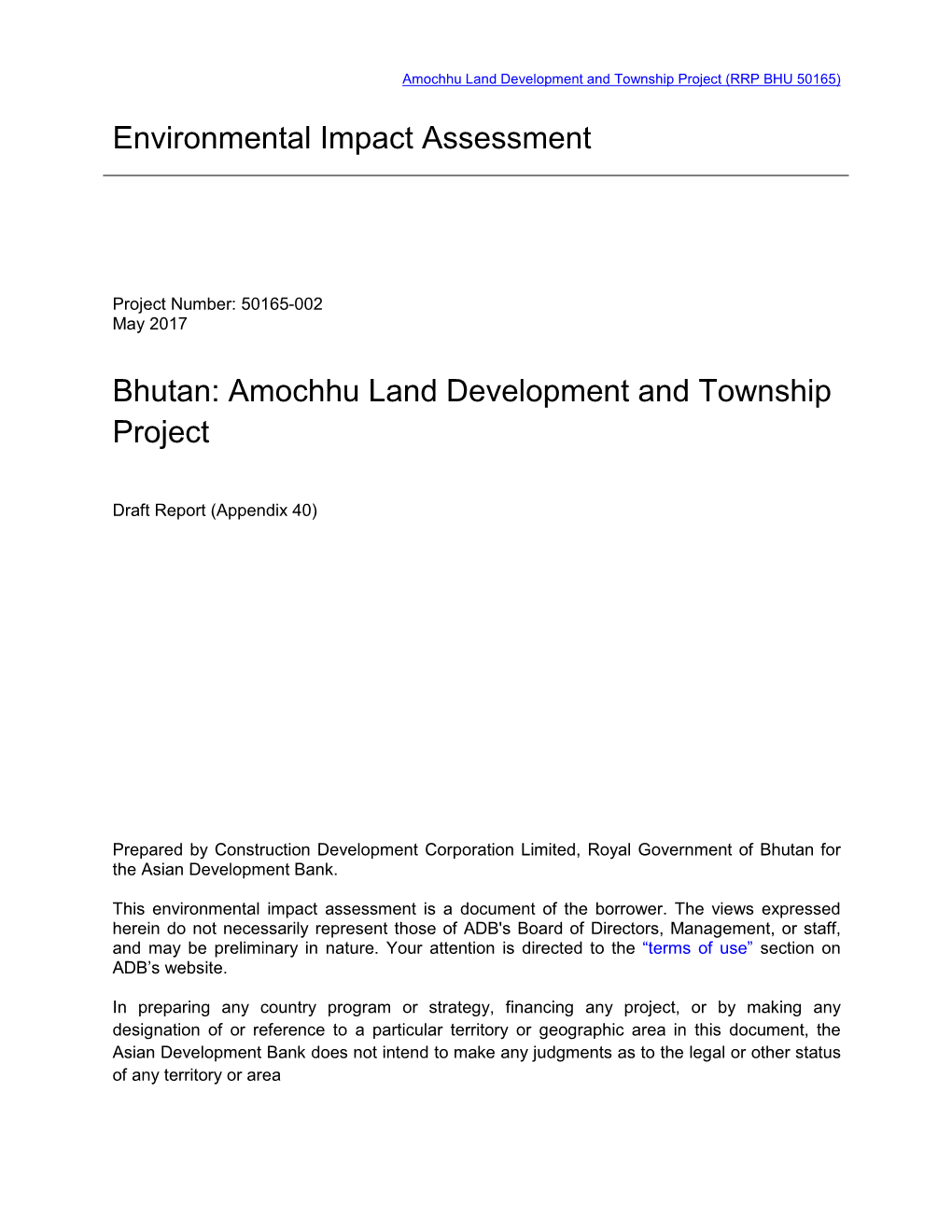 Amochhu Land Development and Township Project (RRP BHU 50165)