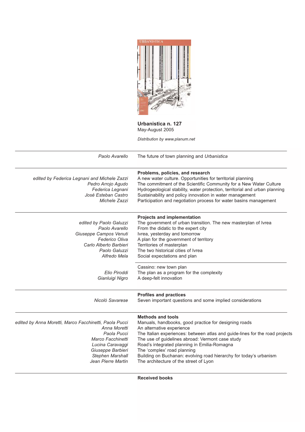 Urbanistica N. 127 May-August 2005