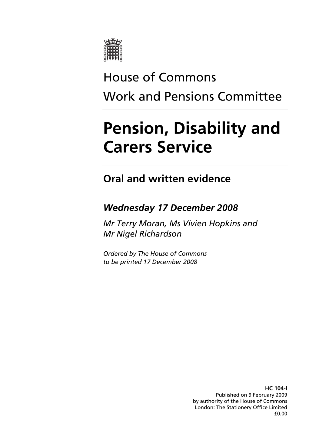 Pension, Disability and Carers Service