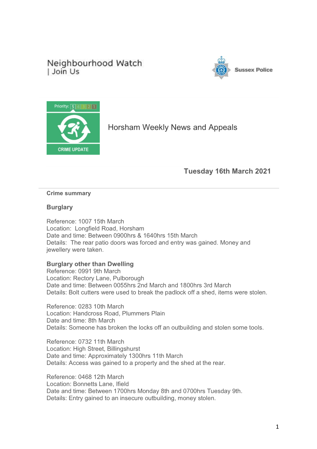 Horsham Weekly News and Appeals