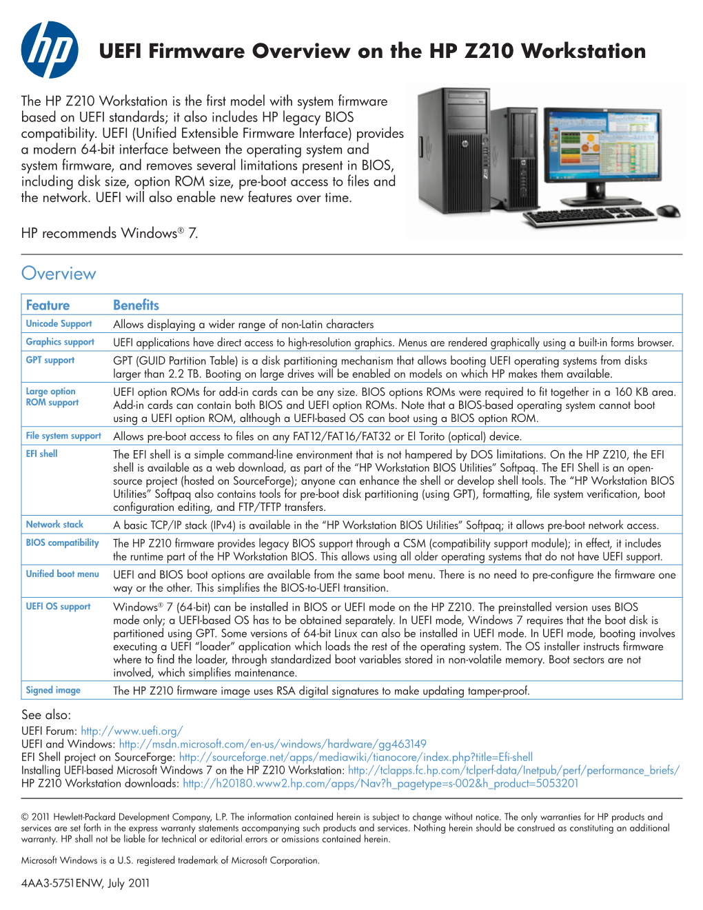 UEFI Firmware Overview on the HP Z210 Workstation