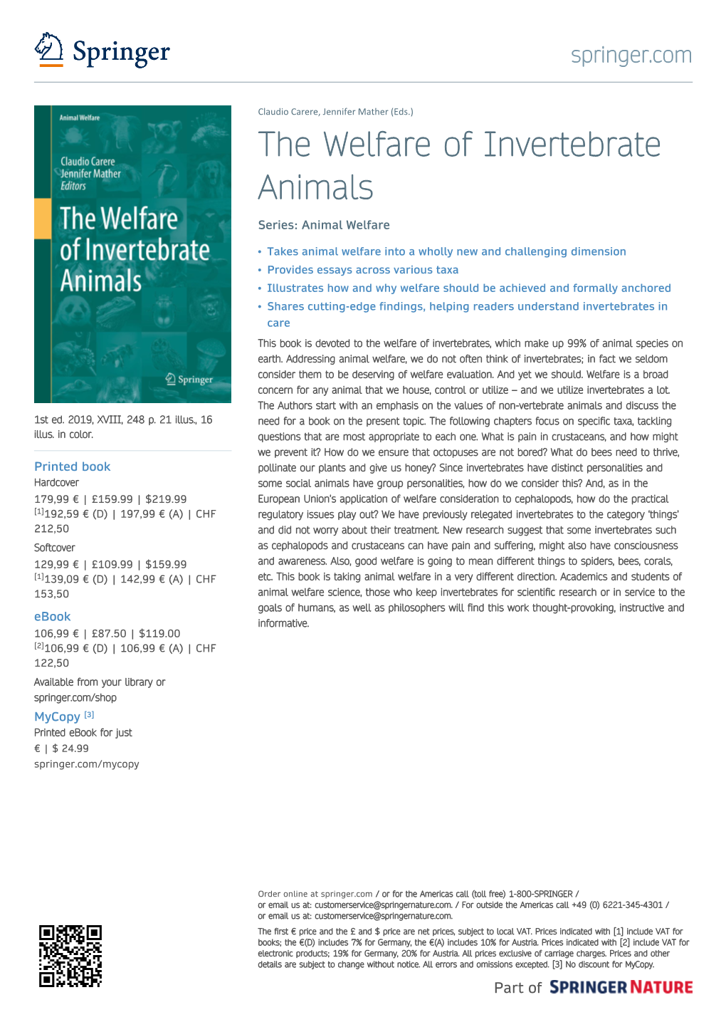 The Welfare of Invertebrate Animals Series: Animal Welfare