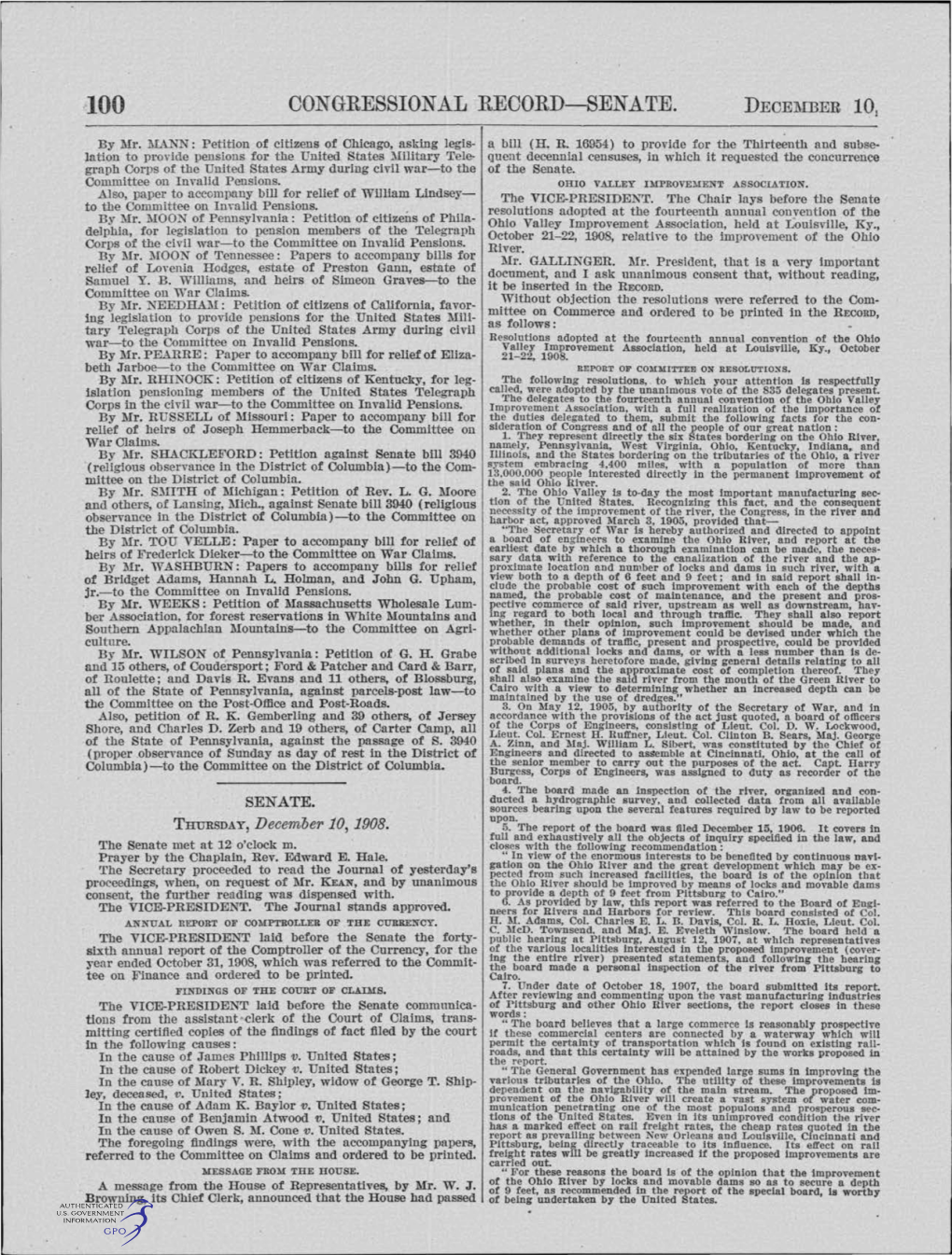 Congressional Record-Senate. Decej\Ider 10!