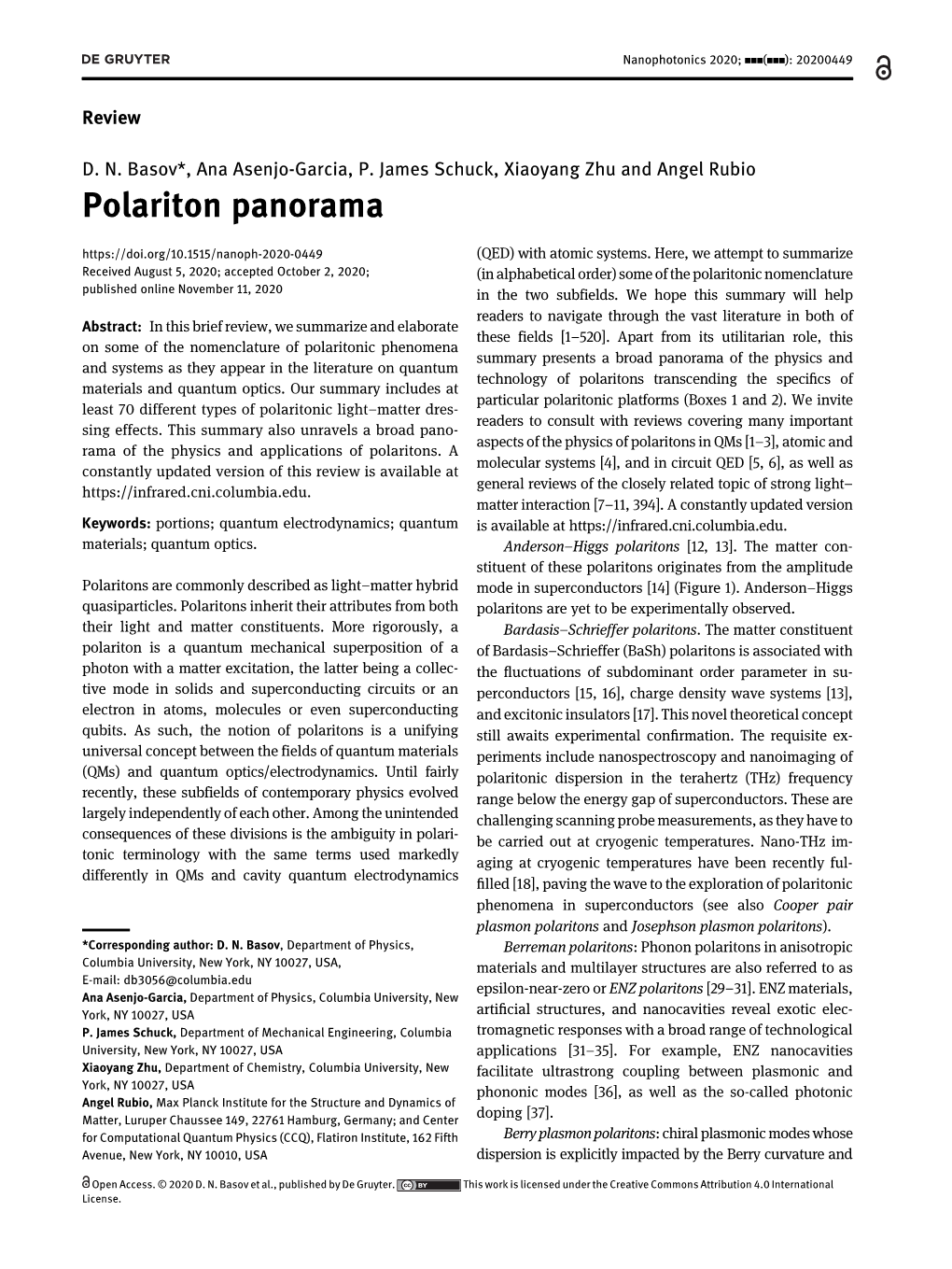 Polariton Panorama (QED) with Atomic Systems