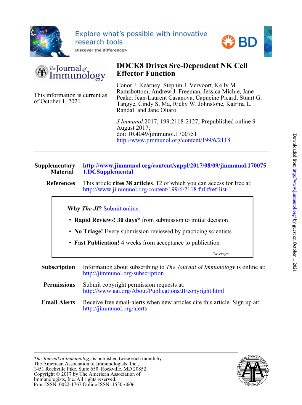 DOCK8 Drives Src-Dependent NK Cell Effector Function Conor J