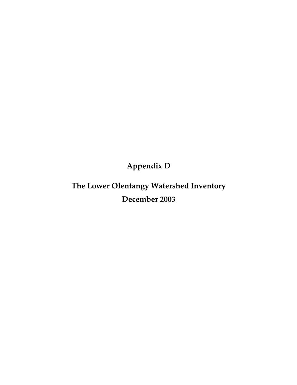 Appendix D the Lower Olentangy Watershed Inventory December 2003