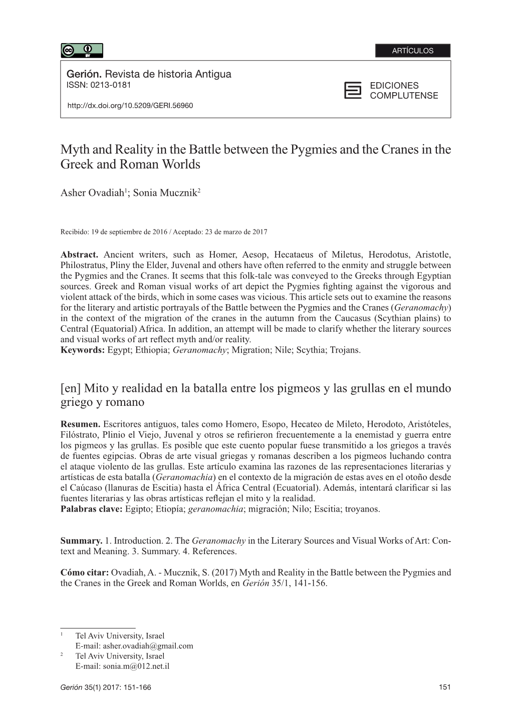 Myth and Reality in the Battle Between the Pygmies and the Cranes in the Greek and Roman Worlds