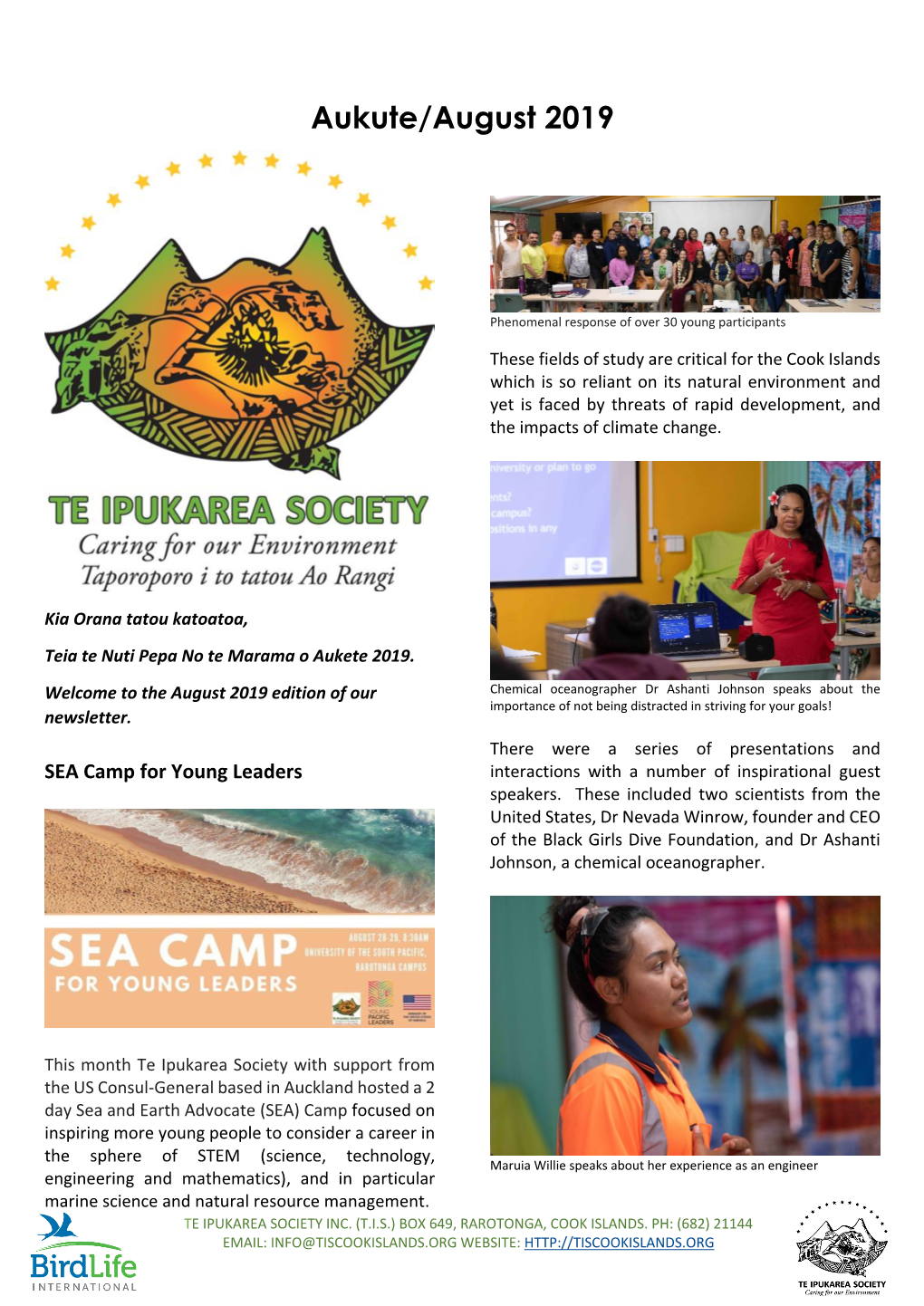 Te Ipukarea Society Newsletter August 2019