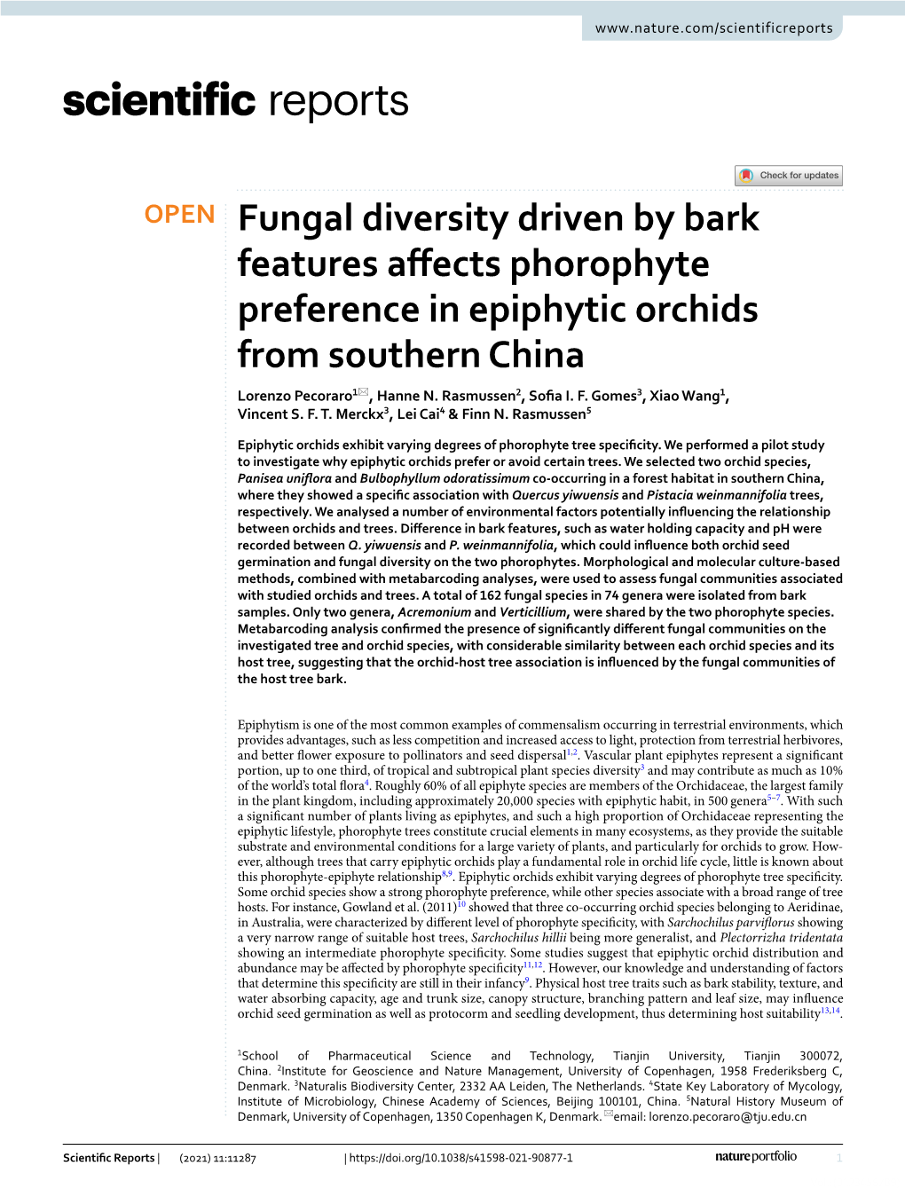 Fungal Diversity Driven by Bark Features Affects Phorophyte